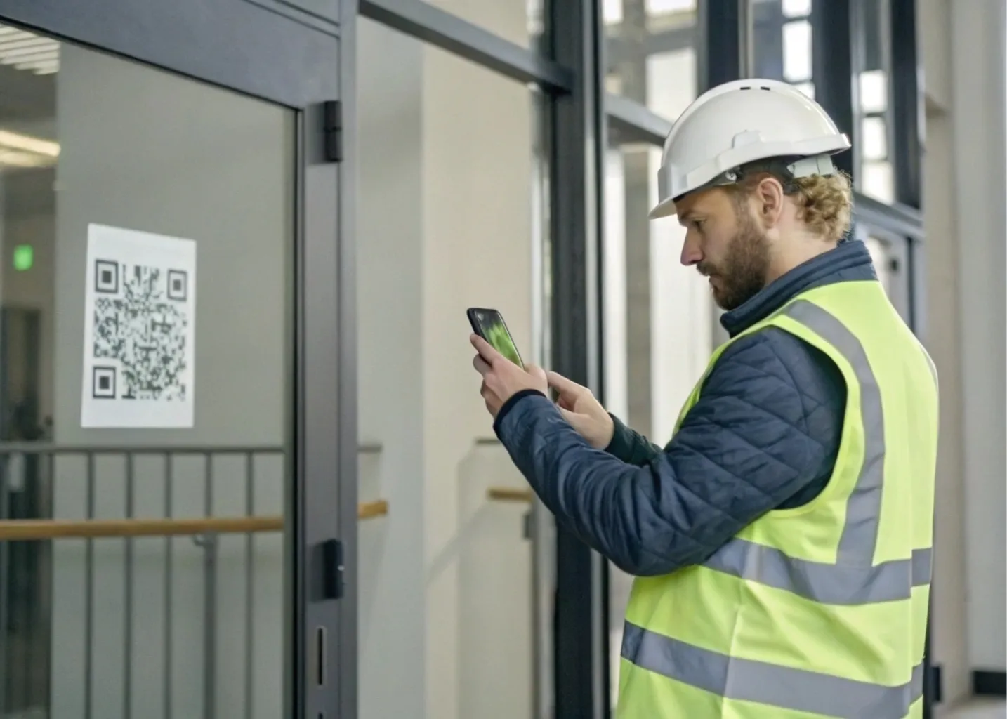 Construction worker using SWAPP platform on tablet at UK construction site