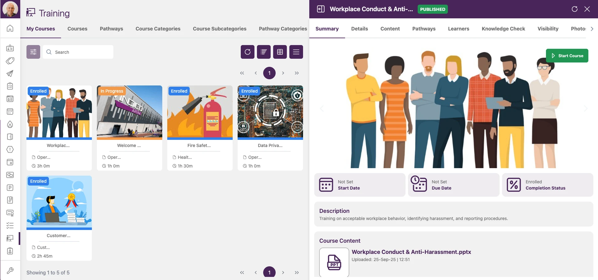 Training & Certification Records screenshot